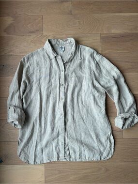 Crown Linen Button-Down Shirt - Beige